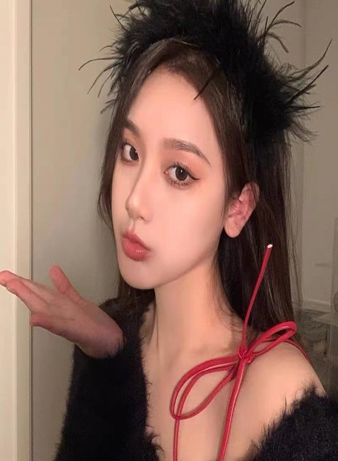 هانسامو طوق شعر هانسامو مزين بريشة البجعة، إكسسوارات شعر للنساء، للعروس، الحفلات، المهرجانات، عيد الحب، الزفاف، الخطوبة، أعياد الميلاد، الكريسماس (أسود، كبير) - Image 4